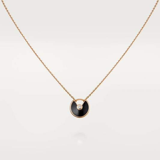 [Solara Jewelry]AMULETTE ROSE GOLD ONYX NECKLACE