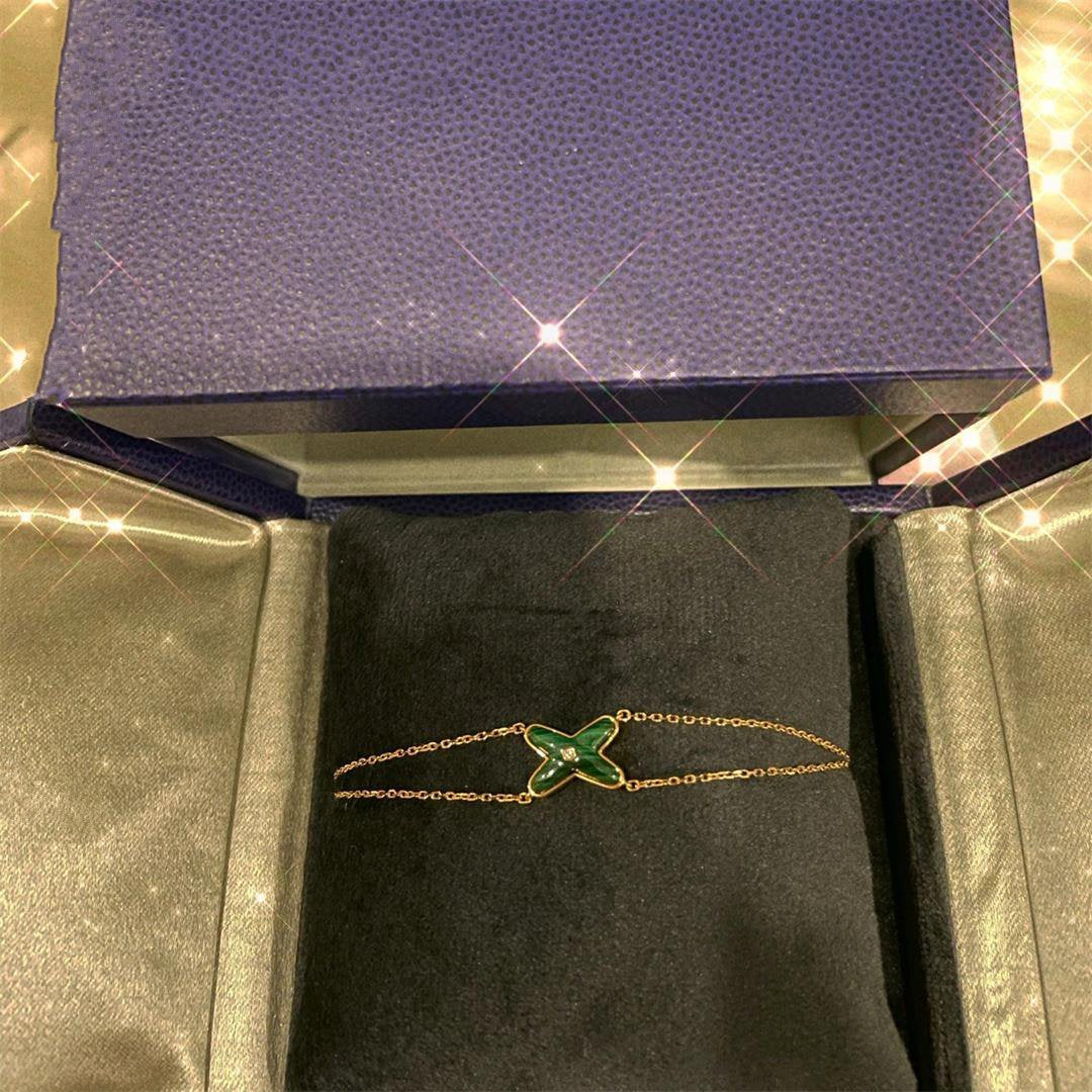 [Solara Jewelry]JEUX BRACELET MALACHITE PINK GOLD 1 DIAMOND
