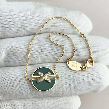 [Solara Jewelry]JEUX DE BRACELET MALACHITE PINK GOLD DIAMONDS