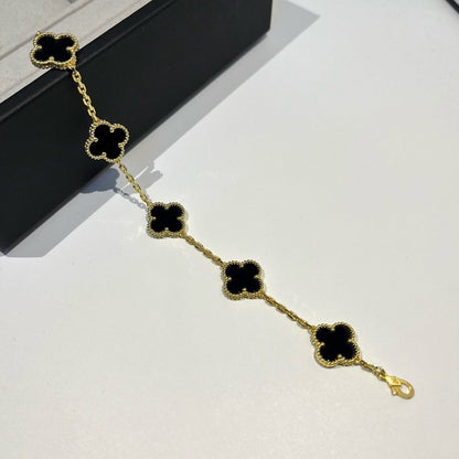 [Solara Jewelry]CLOVER  5 MOTIFS BLACK ONYX BRACELET