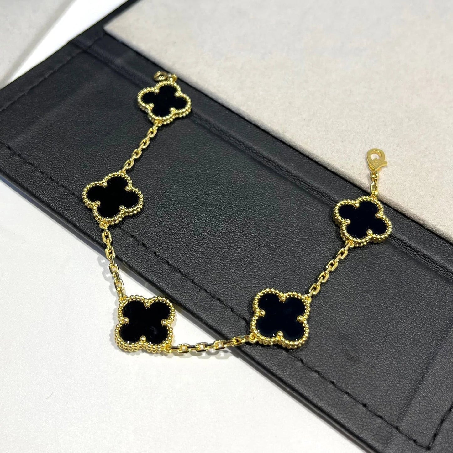 [Solara Jewelry]CLOVER  5 MOTIFS BLACK ONYX BRACELET
