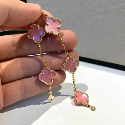 [Solara Jewelry]CLOVER 5 PINK MOP BRACELET