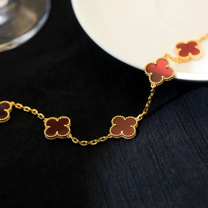 [Solara Jewelry]CLOVER 5 MOTIFS RED AGATE  BRACELET