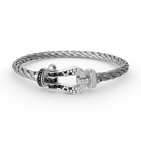 [Solara Jewelry]FORCE LARGE HORSESHOE BLACK WHITE DIAMOND BRACELET SILVER