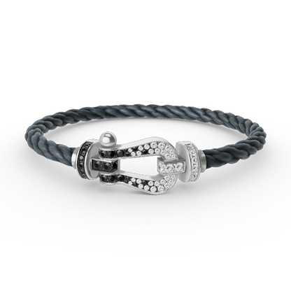 [Solara Jewelry]FORCE LARGE HORSESHOE BLACK WHITE DIAMOND BRACELET SILVER