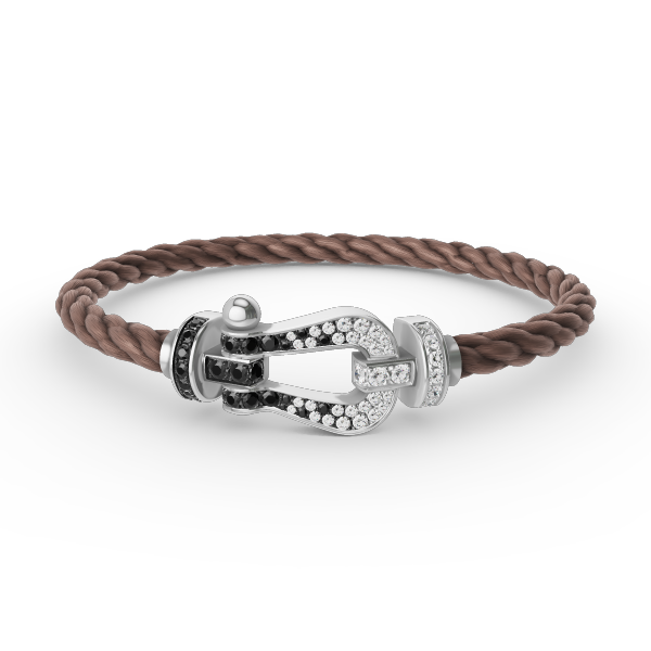 [Solara Jewelry]FORCE LARGE HORSESHOE BLACK WHITE DIAMOND BRACELET SILVER
