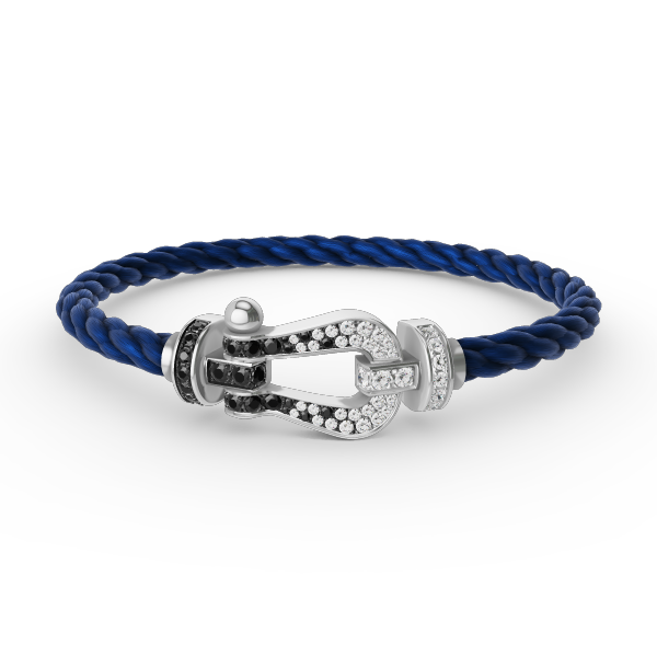 [Solara Jewelry]FORCE LARGE HORSESHOE BLACK WHITE DIAMOND BRACELET SILVER