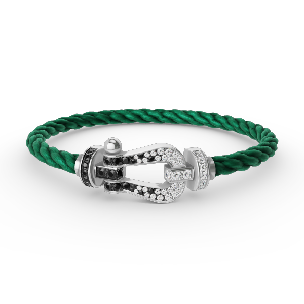 [Solara Jewelry]FORCE LARGE HORSESHOE BLACK WHITE DIAMOND BRACELET SILVER