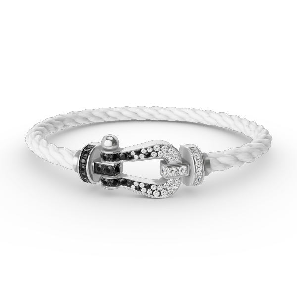 [Solara Jewelry]FORCE LARGE HORSESHOE BLACK WHITE DIAMOND BRACELET SILVER