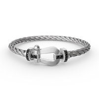 [Solara Jewelry]FORCE LARGE HORSESHOE BLACK DIAMOND BRACELET SILVER