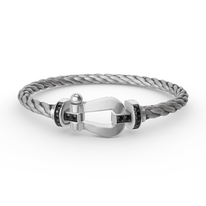 [Solara Jewelry]FORCE LARGE HORSESHOE BLACK DIAMOND BRACELET SILVER