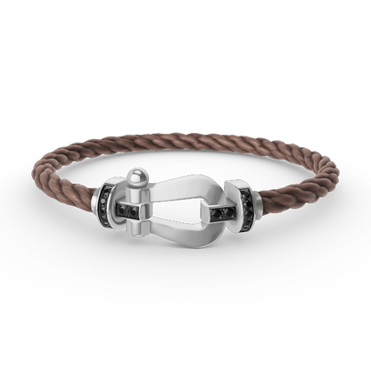 [Solara Jewelry]FORCE LARGE HORSESHOE BLACK DIAMOND BRACELET SILVER