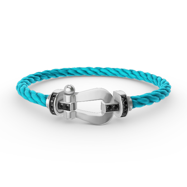 [Solara Jewelry]FORCE LARGE HORSESHOE BLACK DIAMOND BRACELET SILVER