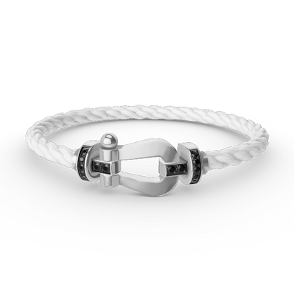 [Solara Jewelry]FORCE LARGE HORSESHOE BLACK DIAMOND BRACELET SILVER