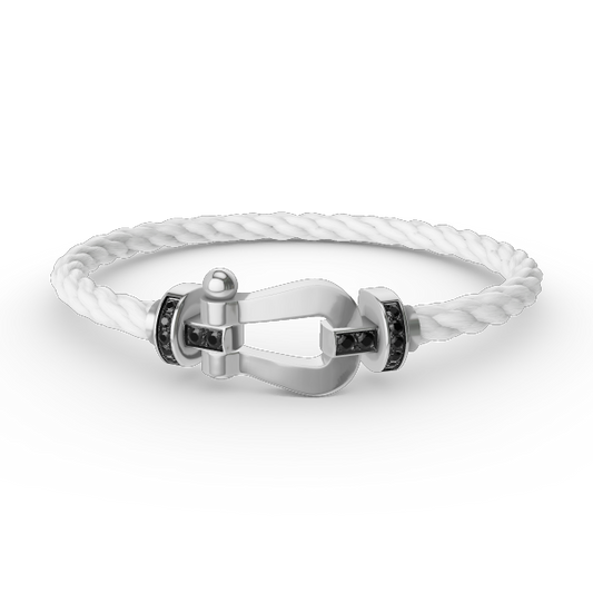 [Solara Jewelry]FORCE LARGE HORSESHOE BLACK DIAMOND BRACELET SILVER