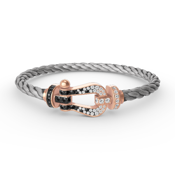 [Solara Jewelry]FORCE LARGE HORSESHOE BLACK WHITE DIAMOND BRACELET ROSE GOLD