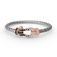 [Solara Jewelry]FORCE LARGE HORSESHOE BLACK WHITE DIAMOND BRACELET ROSE GOLD