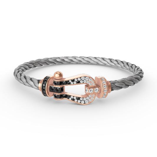 [Solara Jewelry]FORCE LARGE HORSESHOE BLACK WHITE DIAMOND BRACELET ROSE GOLD