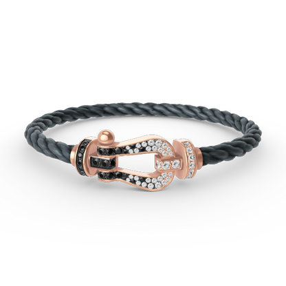 [Solara Jewelry]FORCE LARGE HORSESHOE BLACK WHITE DIAMOND BRACELET ROSE GOLD