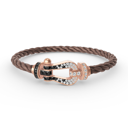 [Solara Jewelry]FORCE LARGE HORSESHOE BLACK WHITE DIAMOND BRACELET ROSE GOLD