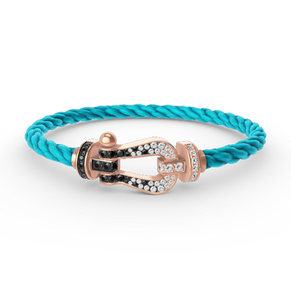 [Solara Jewelry]FORCE LARGE HORSESHOE BLACK WHITE DIAMOND BRACELET ROSE GOLD