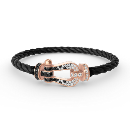 [Solara Jewelry]FORCE LARGE HORSESHOE BLACK WHITE DIAMOND BRACELET ROSE GOLD