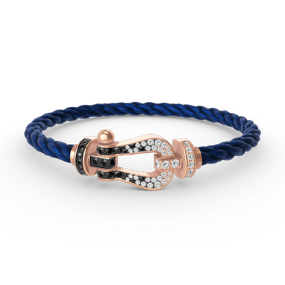 [Solara Jewelry]FORCE LARGE HORSESHOE BLACK WHITE DIAMOND BRACELET ROSE GOLD