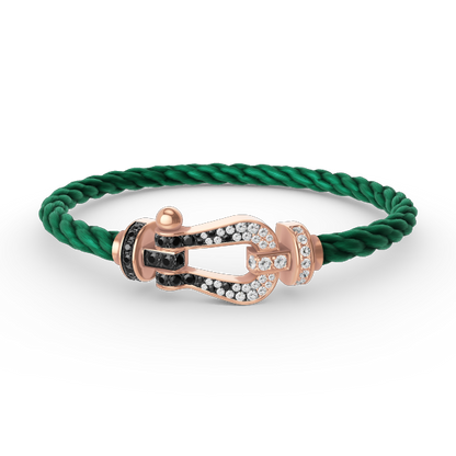 [Solara Jewelry]FORCE LARGE HORSESHOE BLACK WHITE DIAMOND BRACELET ROSE GOLD