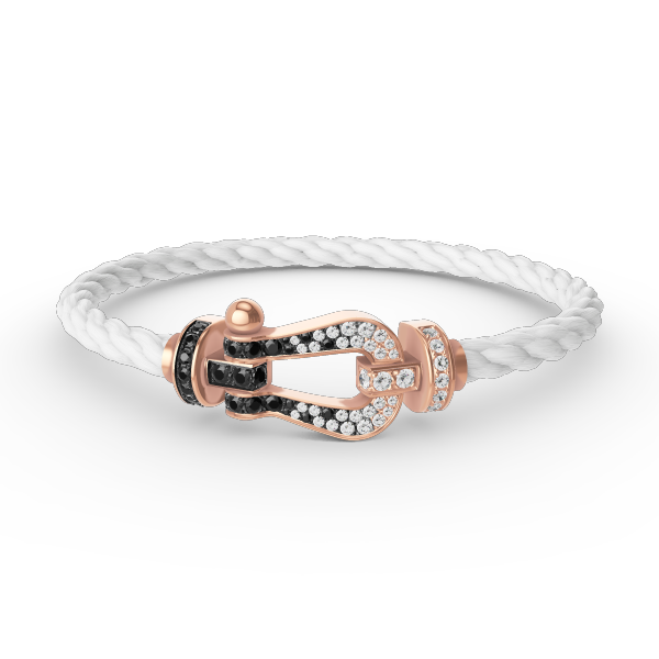 [Solara Jewelry]FORCE LARGE HORSESHOE BLACK WHITE DIAMOND BRACELET ROSE GOLD