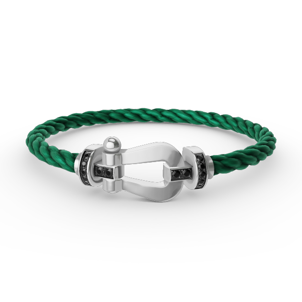 [Solara Jewelry]FORCE LARGE HORSESHOE BLACK DIAMOND BRACELET SILVER
