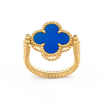 [Solara Jewelry]CLOVER RIVERSIBLE BLUE AGATE RING