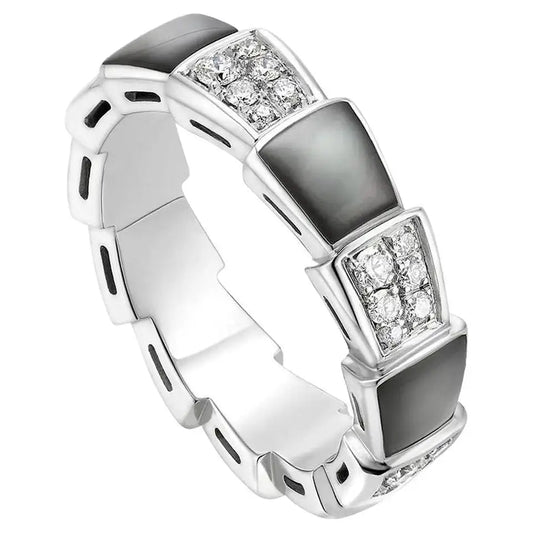 [Solara Jewelry]SERPENTI RING SILVER DIAMOND BLACK MOP 4MM