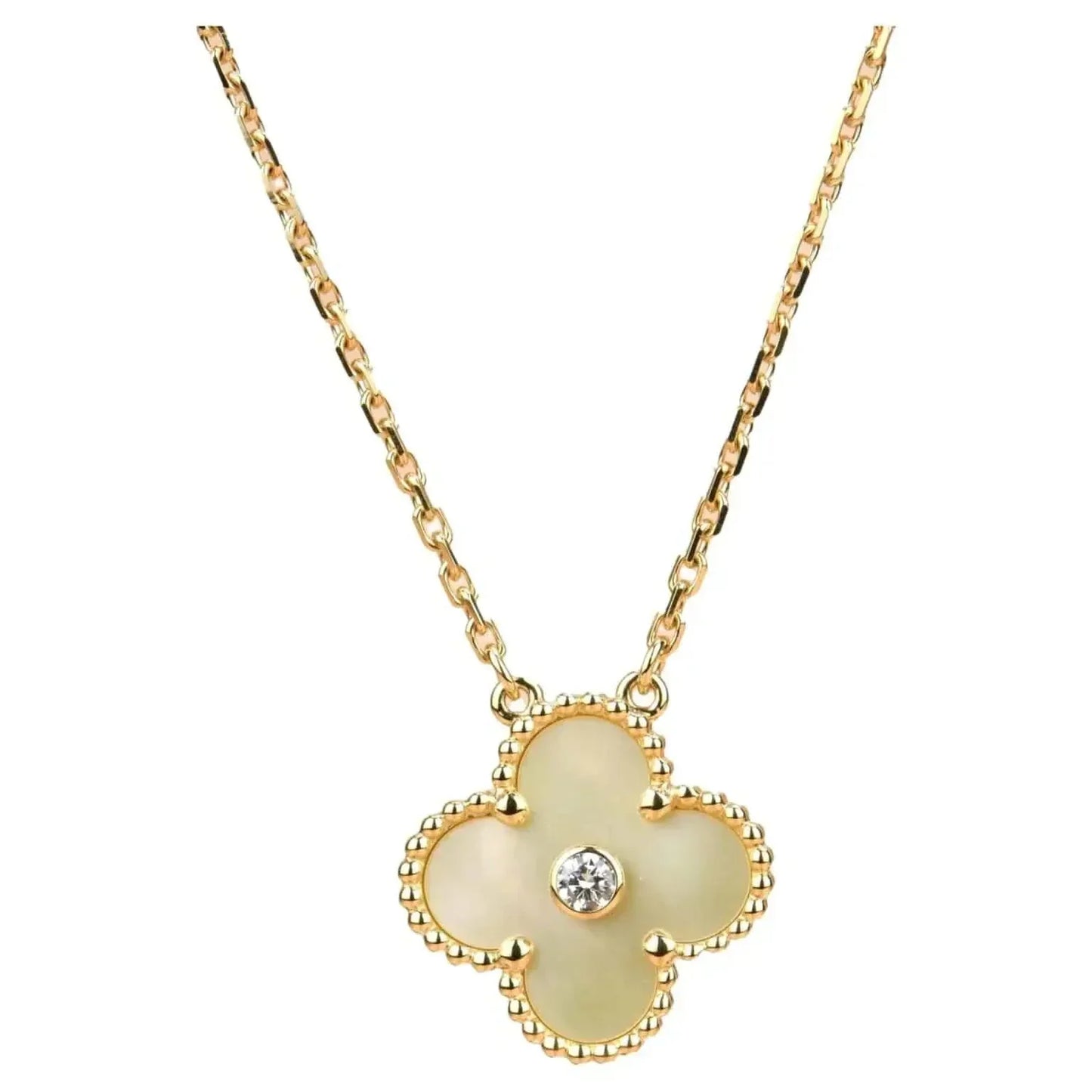 [Solara Jewelry]CLOVER 15MM DIAMOND GOLD MOTHER OF PEARL NECKLACE