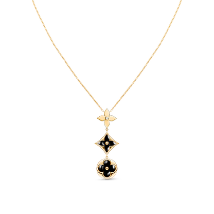 [Solara Jewelry]STAR AND SUN ONYX PINK GOLD NECKLACE