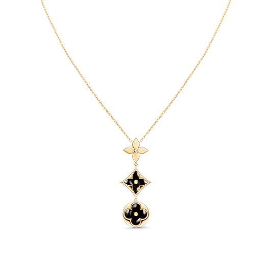 [Solara Jewelry]STAR AND SUN ONYX PINK GOLD NECKLACE