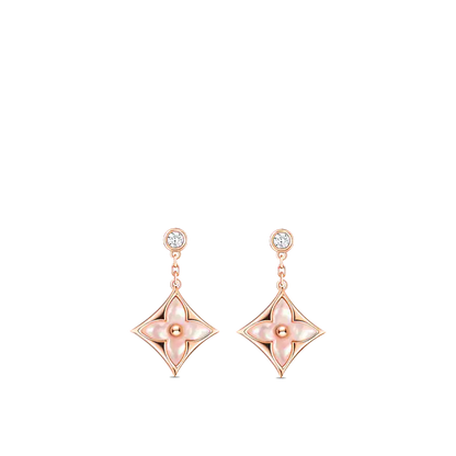 [Solara Jewelry]DOUBLE STAR PINK GOLD MOP DROP EARRINGS