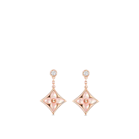 [Solara Jewelry]DOUBLE STAR PINK GOLD MOP DROP EARRINGS