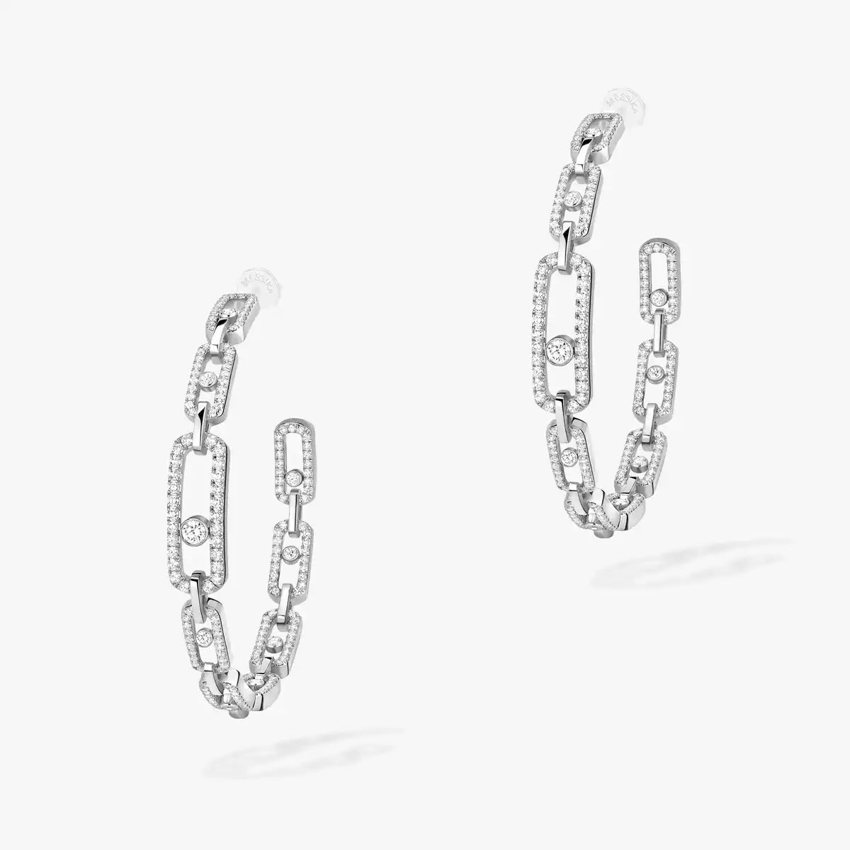 [[Solara jewelry]Move Link Diamond Hoop Earrings