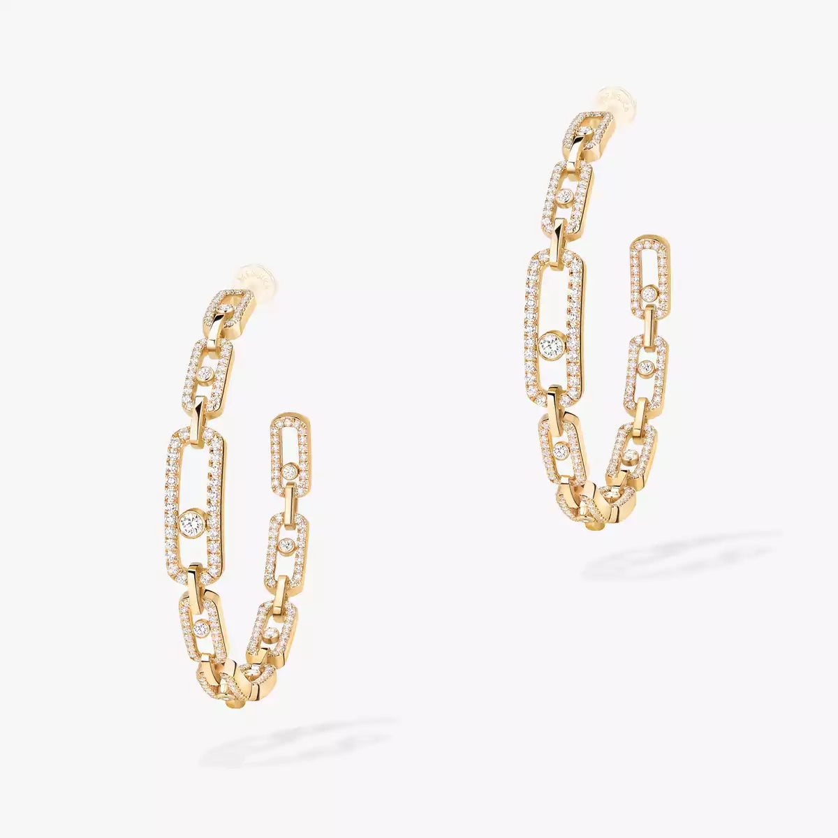 [[Solara jewelry]Move Link Diamond Hoop Earrings