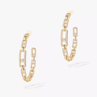 [Solara Jewelry]Move Link Diamond Hoop Earrings