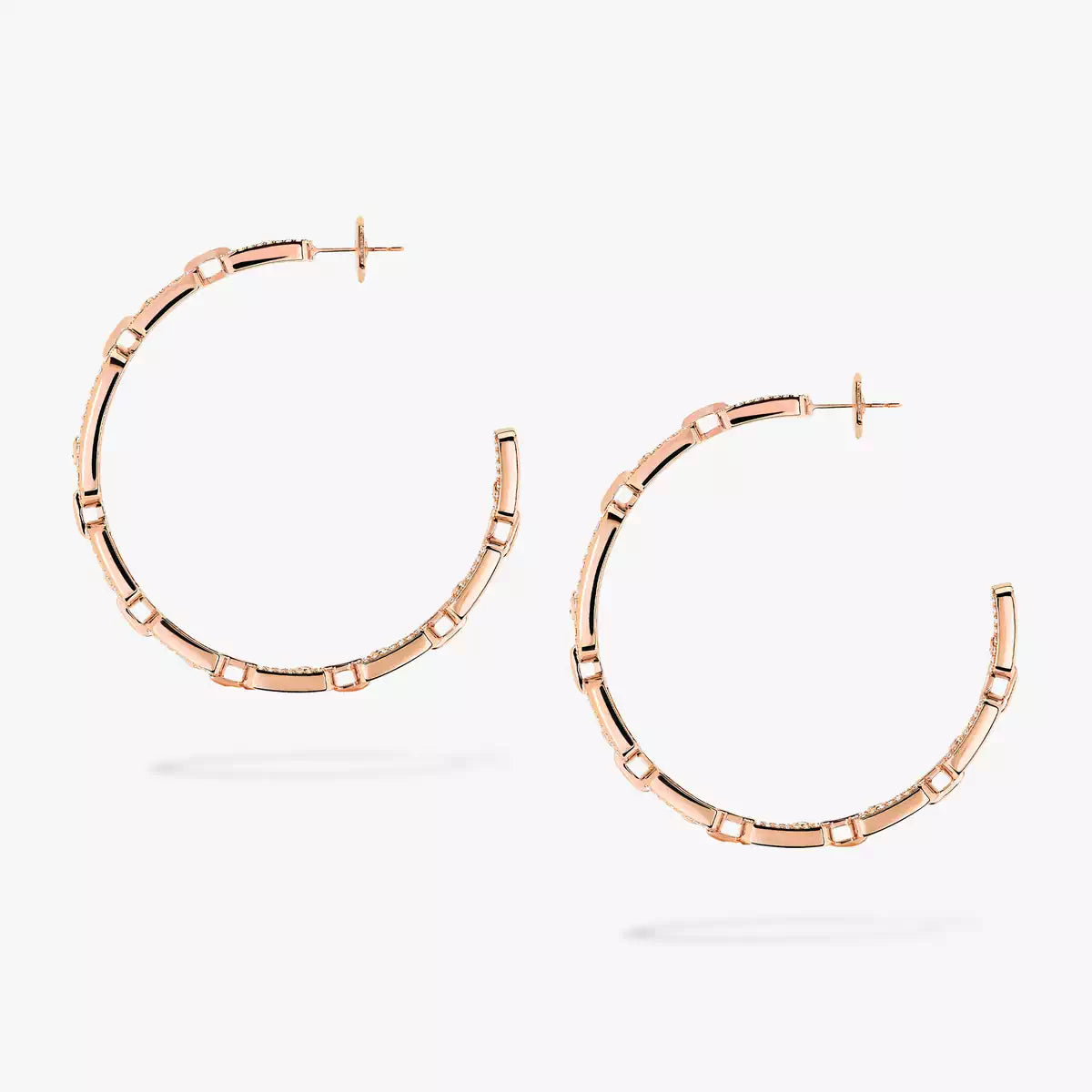 [[Solara jewelry]Move Link Diamond Hoop Earrings