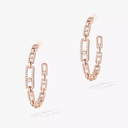 [[Solara jewelry]Move Link Diamond Hoop Earrings