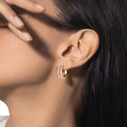 [Solara jewelry]Diamond Pave_ Hoop Earrings Move