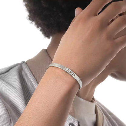 [Solara jewelry]Move Noa Ciselé half pavé bangle