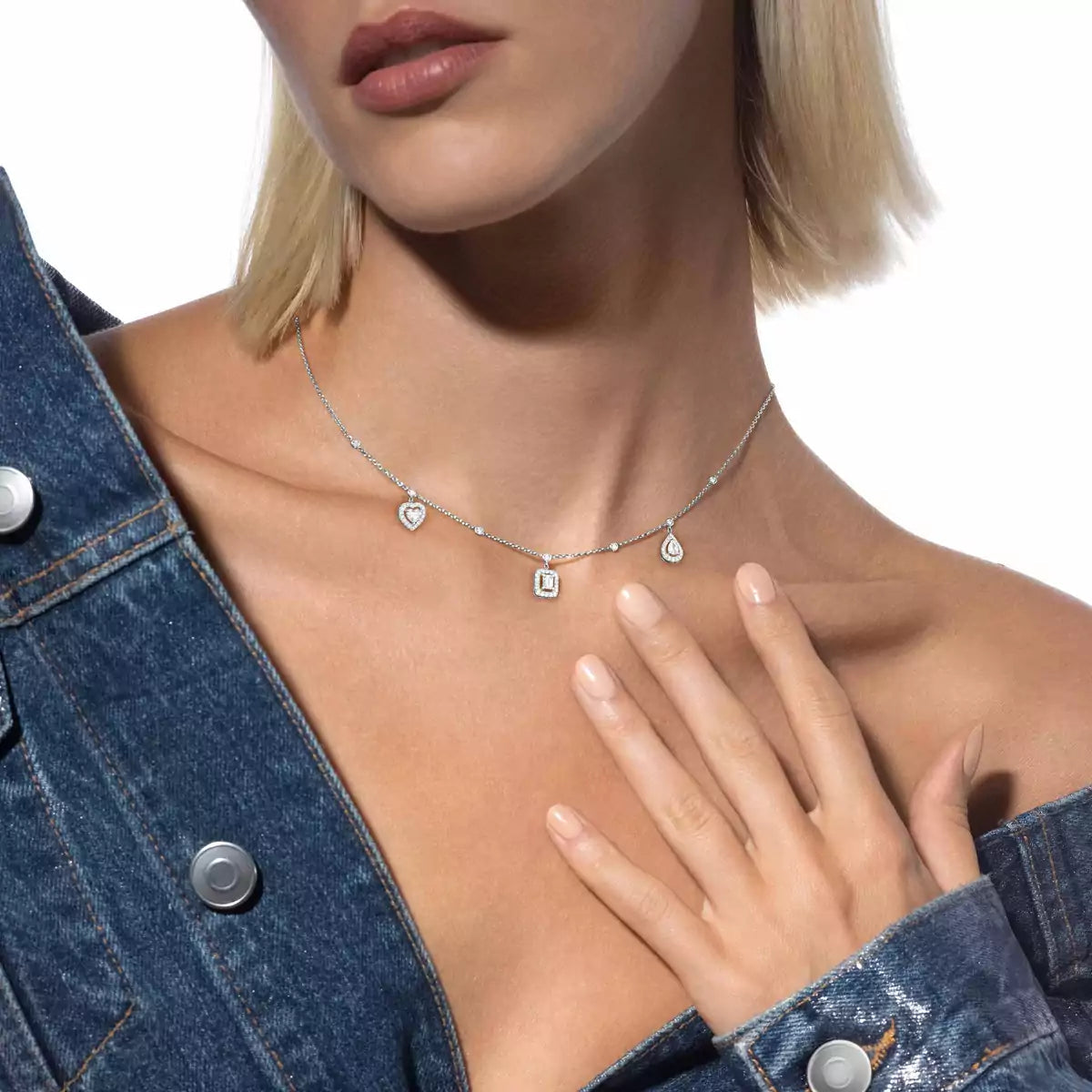 [Solara jewelry]My Twin Diamond Necklace in Silver
