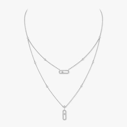 [Solara jewelry]2 Rows Rose Gold Diamond Pave_ Necklace Move Uno