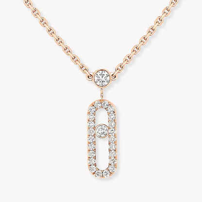 [Solara jewelry]2 Rows Rose Gold Diamond Pave_ Necklace Move Uno