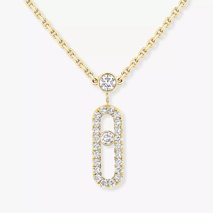 [Solara jewelry]2 Rows Rose Gold Diamond Pave_ Necklace Move Uno