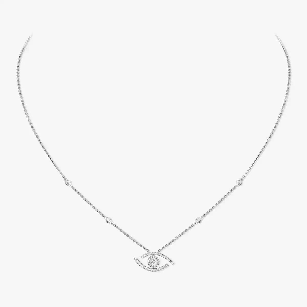 [Solara jewelry]Pave_ Diamond Necklace Lucky Eye