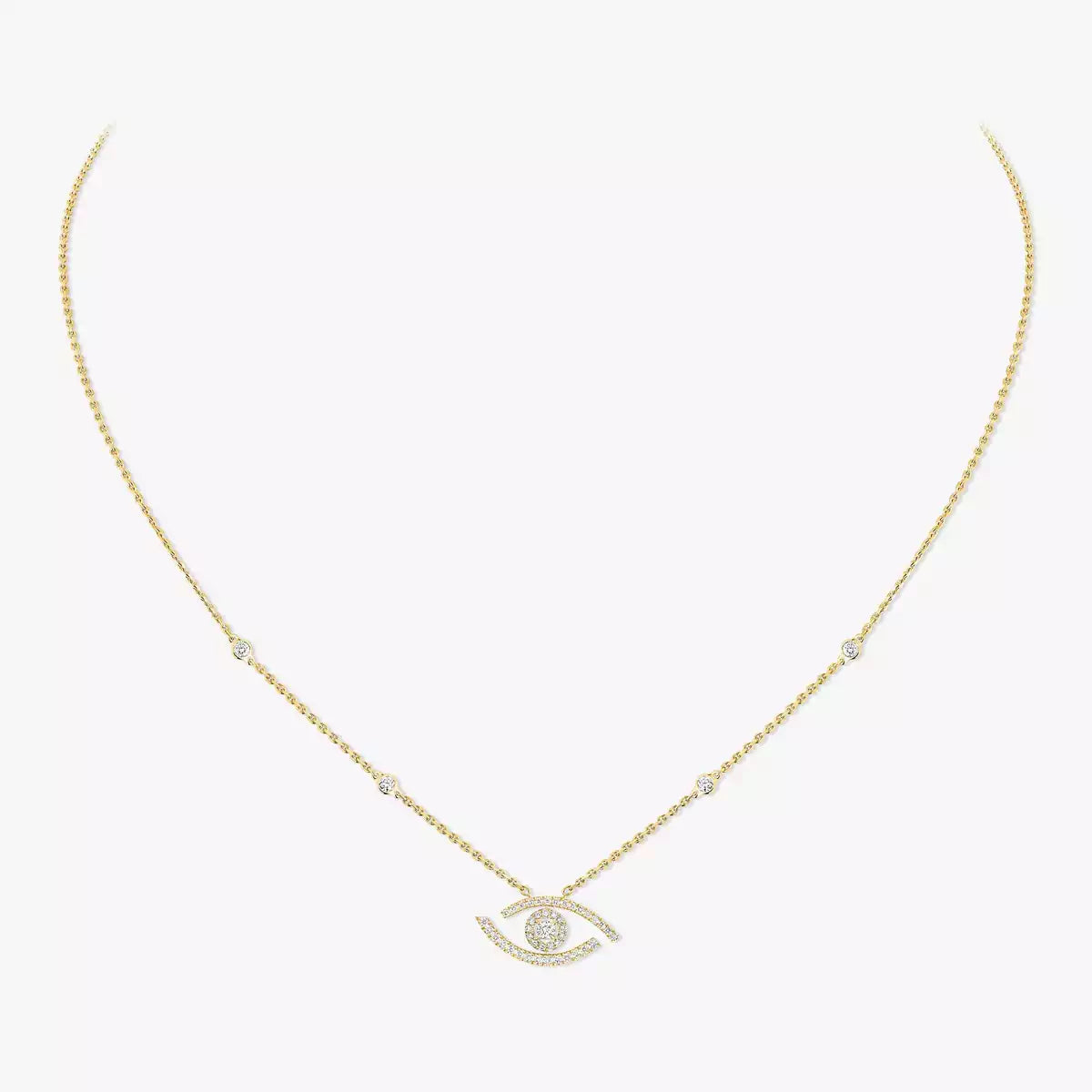 [Solara jewelry]Pave_ Diamond Necklace Lucky Eye